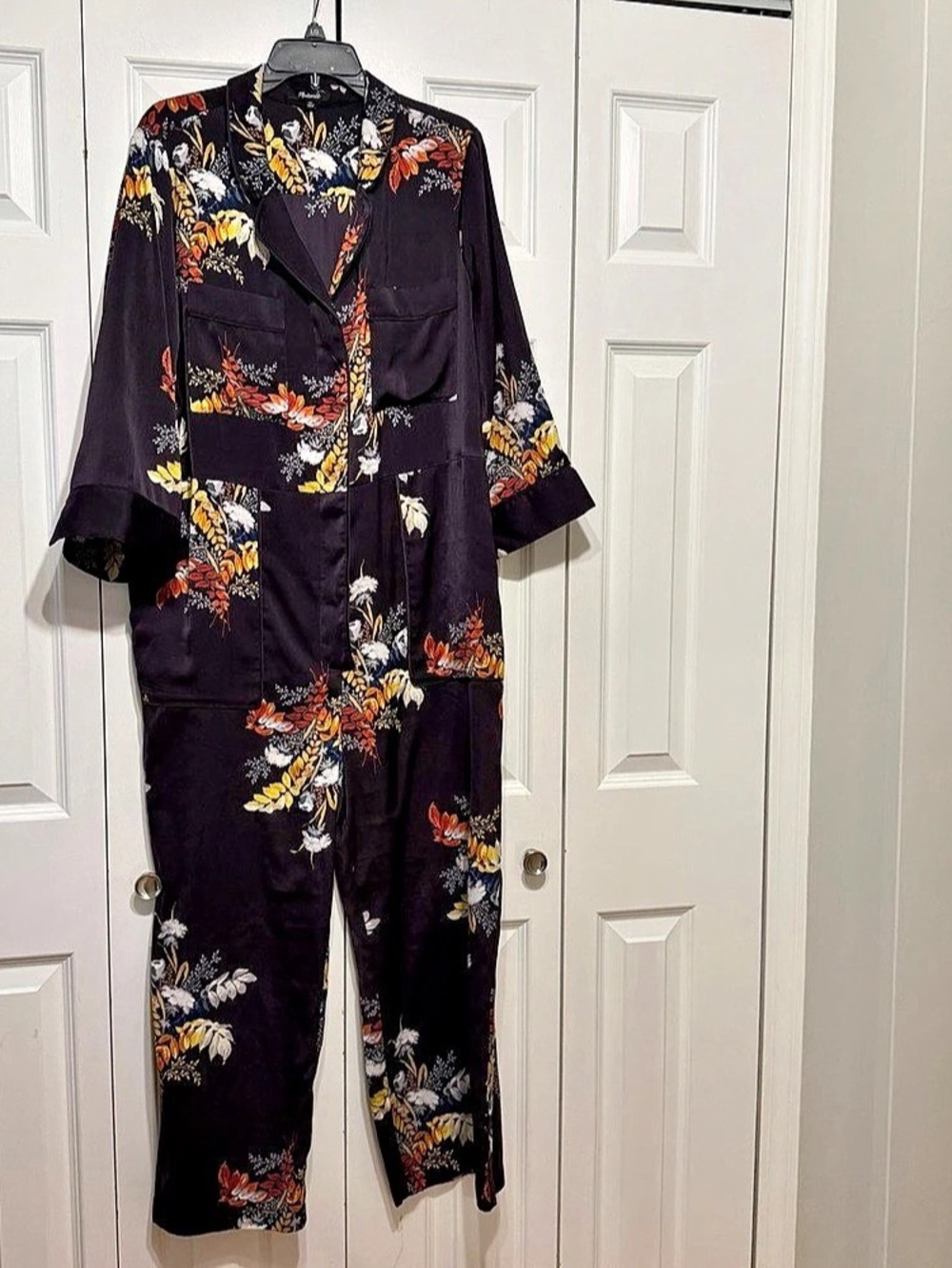 Madewell Satin Pajama Jumpsuit in Blooming Oasis Floral XL